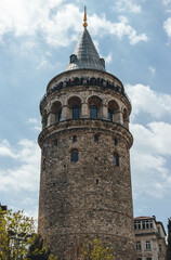 tower of galata close up view on clear sky day