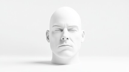 A neutral, expressionless white head