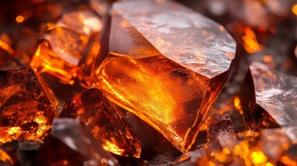 glowing amber crystals, illuminating with light and texture, create an enchanting still life