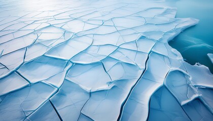 white frozen ice lake cracked surface texture aerial view abstract natural winter pattern background