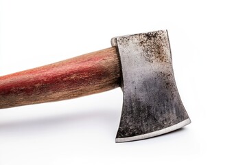 Vintage Axe with Wooden Handle and Steel Head on White Background