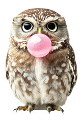 Naklejka premium PNG Owl blowing pink bubble-gum animal photo bird.
