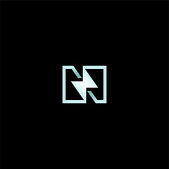 modern Letter N lightning or N bolt or N electric logo concept vector icon