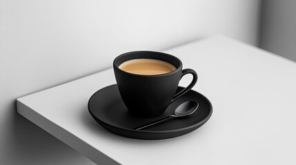 A sleek matte black espresso set consisting of a small cup
