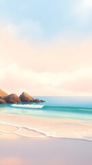 Fototapeta premium Serene tropical beach landscape, perfect as a phone wallpaper for relaxation. 
