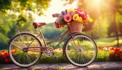 Fototapeta premium bicycle and flowers
