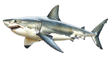 Fototapeta premium A detailed illustration depicting a large shark in a striking pose