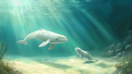 Fototapeta premium Delfines en el océano