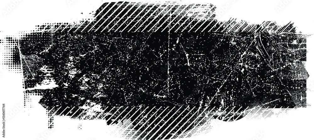 Poster Grunge textured banner with rough edges. Halftone dots texture. Overlay grunge texture . Simply place texture over any object to create grunge effect . Banner with scratched surface for your design