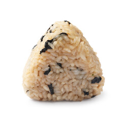 Rice ball (onigiri) isolated on white. Traditional Japanese dish