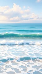 Fototapeta premium Serene ocean waves under a blue sky, perfect for a tranquil phone wallpaper. 