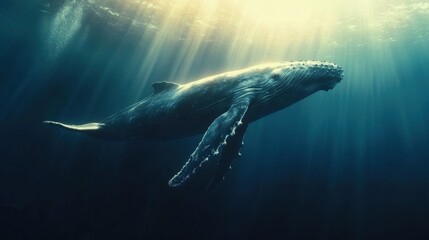 Obraz premium Ballena jorobada en el océano