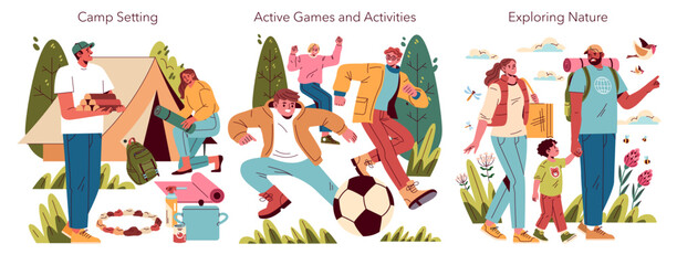 Family Camping. Flat Vector Illustration