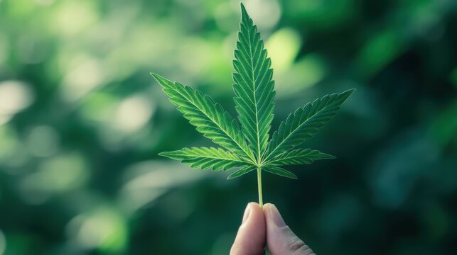 Hoja de cannabis verde fotograf&iacute;a