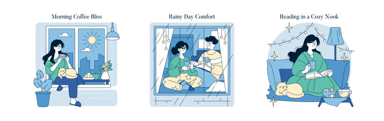 Feel Good Moments. Flat Vector Illustration