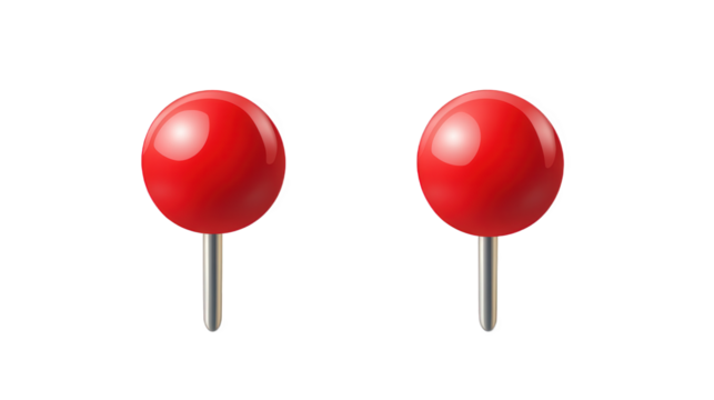 Two Red Pushpins on Black Background