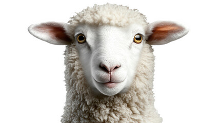 Obraz premium Close-up Portrait of a Fluffy White Sheep