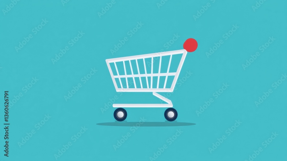Poster Elegant flat design of an empty shopping cart on a soft background waiting for products in a modern art style Generative AI