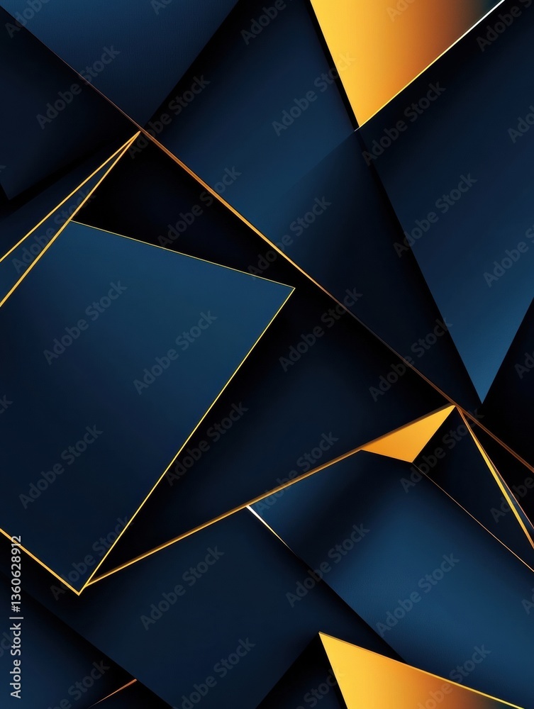 Poster Modern abstract background featuring geometric shapes in deep blue and gold representing political dynamics and structure Generative AI