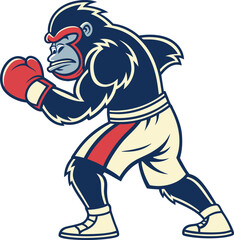gorilla primate boxer, cartoon vector illustration on white