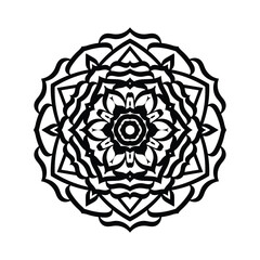 Hand  drawn vector art of black color traditional mandala design illustrtation