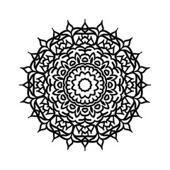 Hand  drawn vector art of black color traditional mandala design illustrtation