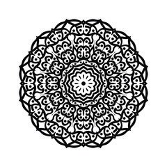 Hand  drawn vector art of black color traditional mandala design illustrtation
