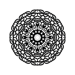 Hand  drawn vector art of black color traditional mandala design illustrtation