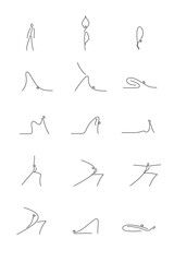 Line art Yoga Pose illustration icon. Set, Yoga Body Exercise, line art icon.