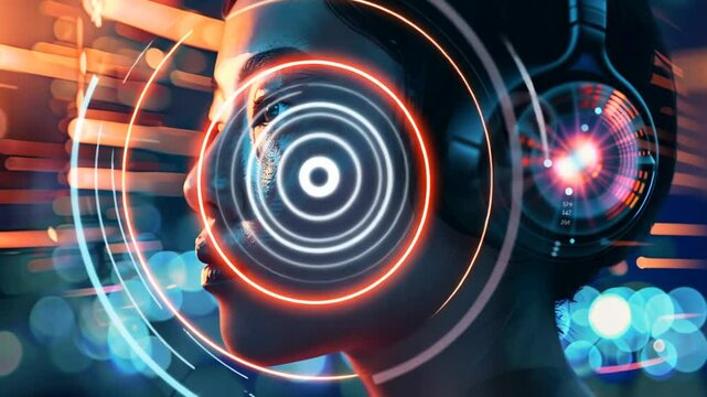 Futuristische Frau mit KI Elementen