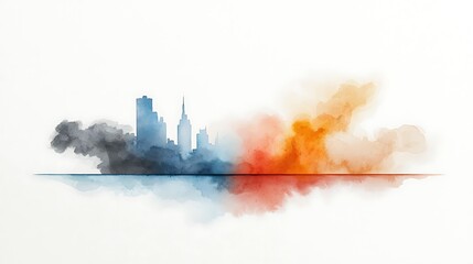 Fototapeta premium City skyline watercolor abstract