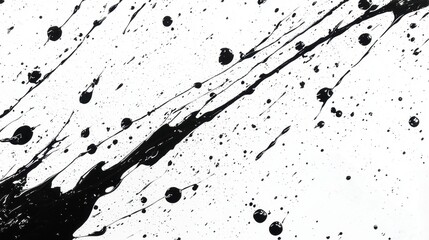 Abstract black ink splashes on a white background creating dynamic patterns.