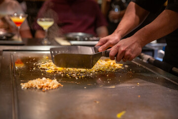 Making Japanese Fried Rice
