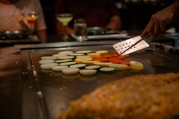 Grilling a tower of vegetables