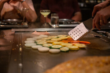 Grilling a tower of vegetables