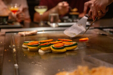 Grilling a tower of vegetables