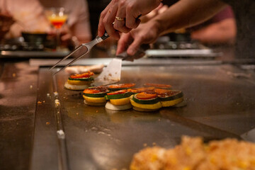 Grilling a tower of vegetables