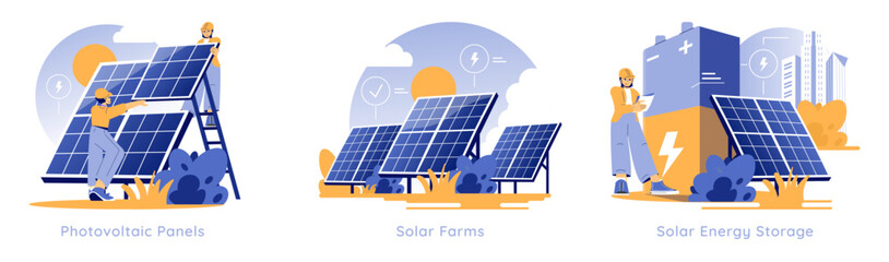 Solar Power. Flat Vector Illustration