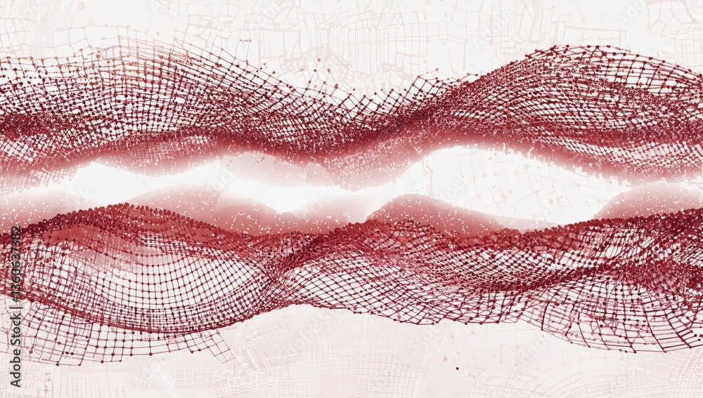 Poster dynamic abstract background with intricate wavy patterns and textures in shades of red and white