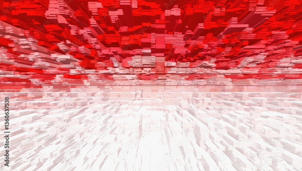 Poster abstract red and white background with textured layers creating a dynamic 3d effect of movement and 