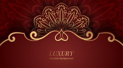 Luxury red background with golden mandala ornament