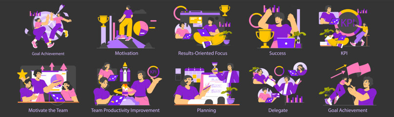 Goal Achievement. Flat Vector Illustration