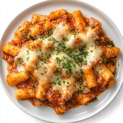 Delicious Korean cheese tteokbokki dish served on a white plate showing melted cheese and savory sauce with garnish.