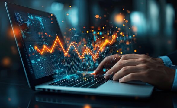 The graph highlights percentage data, including a department store's promotional discount and tax details, while exploring interest rate adjustments, rate hikes to control inflation, and investment - Powered by Adobe