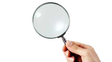 hand holding magnifying glass