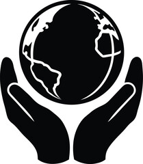 Hands Holding a Globe vector icon on white background