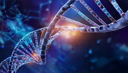 A close-up of the DNA double helix structure