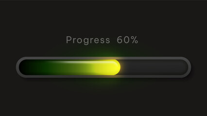 Progress bar with glowing effect. Vector illustration