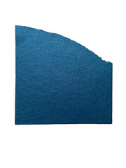 Dark blue square paper fragment with handmade texture and torn top edge isolated on transparent background