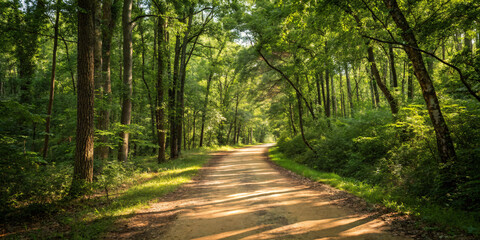 Obraz premium Forest Trail Surrounded by Lush Greenery
